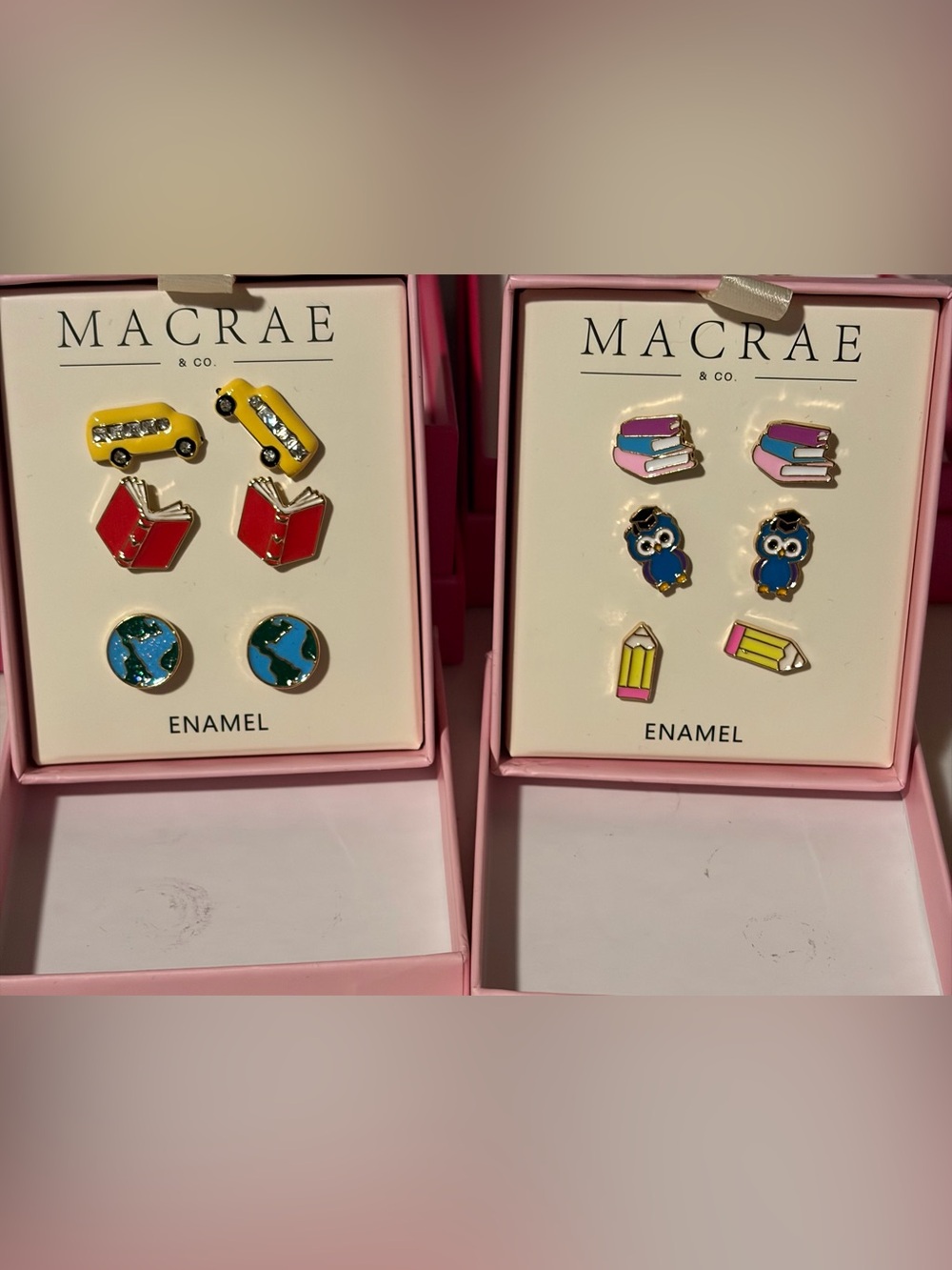 Macrae Enamel School-Themed Earring Set - 6 Pairs